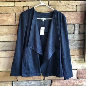 J.Jill navy suede soft fold over topper jacket NWT
